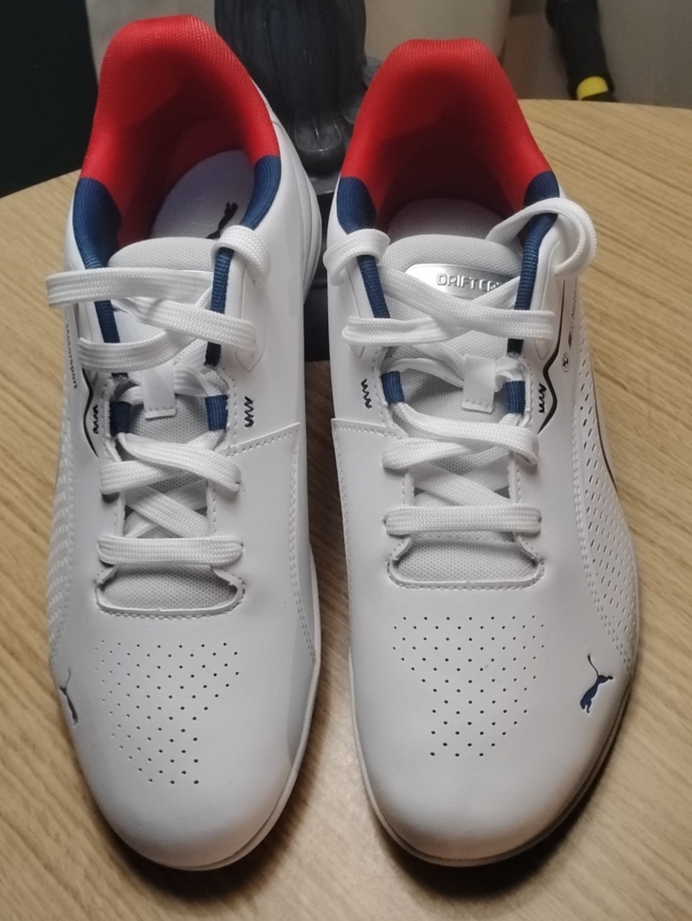 Puma White Leather Sneakers with Red & Blue Interior